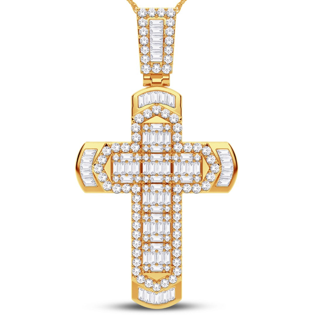 10 Karat All Yellow Gold 2.06 Carat Diamonds Latin Cross HipHop Pendant-1025986-ALY