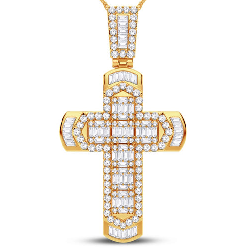 10 Karat All Yellow Gold 2.06 Carat Diamonds Latin Cross HipHop Pendant-1025986-ALY