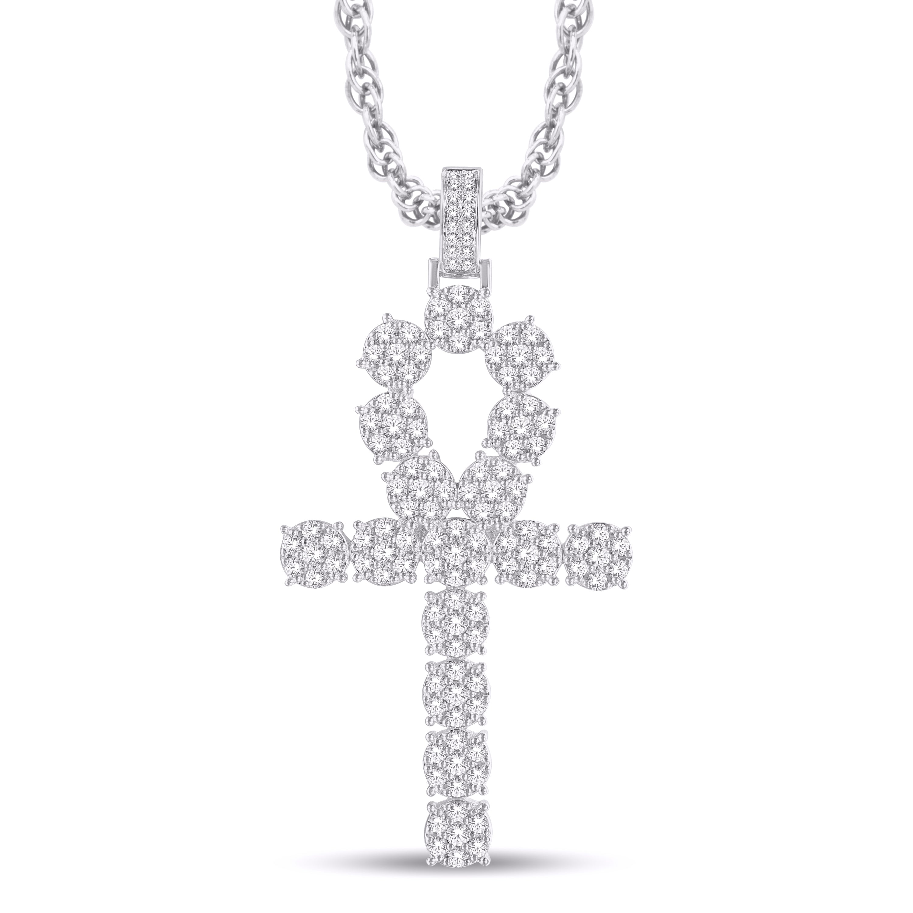 10 Karat White Gold 3.85 Carat Diamonds Ankh HipHop Pendant-1026281-WG