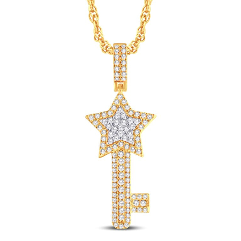 10 Karat Two-Tone (Yellow and White) Gold 1.44 Carat Diamonds Star Key HipHop Pendant-1026312-YW