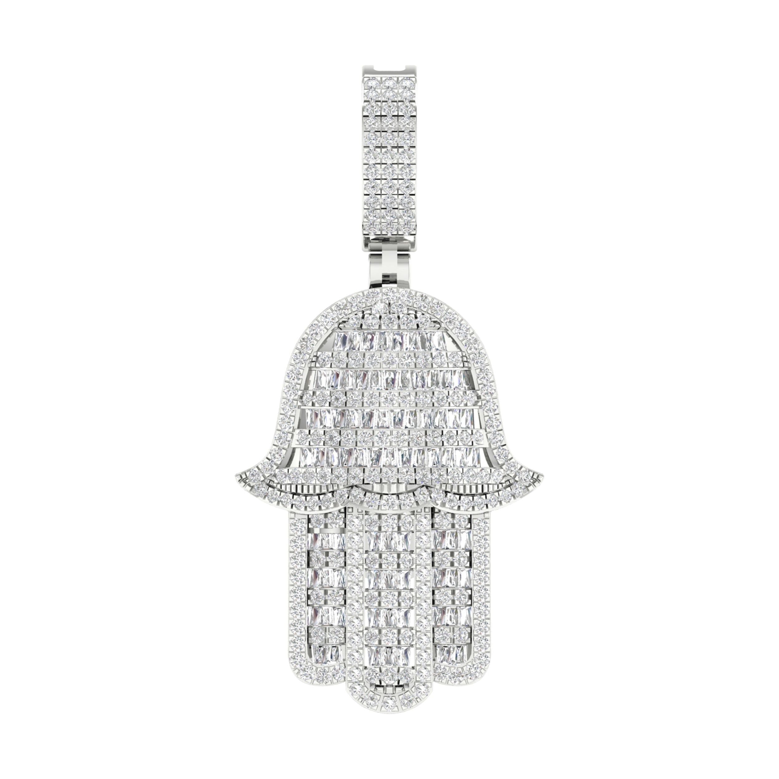 10 Karat White Gold 1.28 Carat Diamonds Hamsa HipHop Pendant-1027101-WG