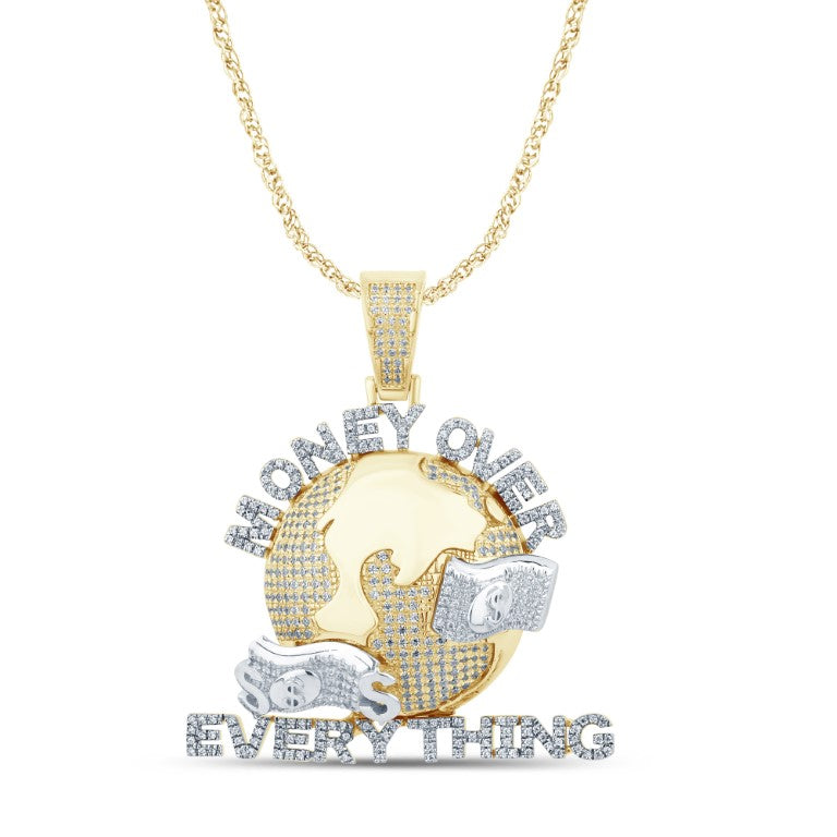 10 Karat Yellow Gold 1.25 Carat Diamonds Money Over Everything HipHop Pendant-1029584-YG
