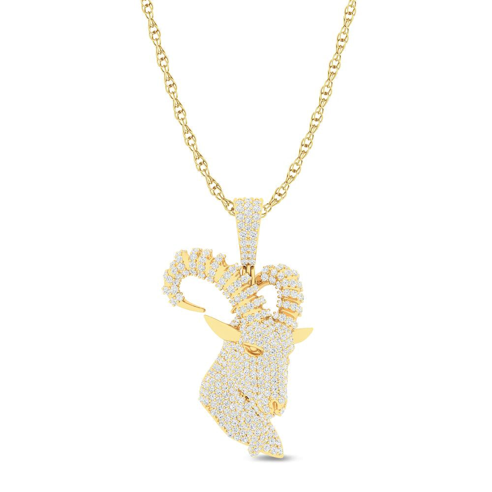 10 Karat Yellow Gold 3.75 Carat Diamonds Goat HipHop Pendant-1029617-YG