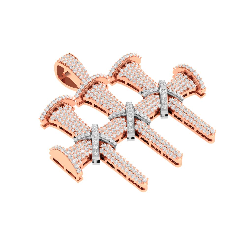 10 Karat Two-Tone (Rose and White) Gold 2.50 Carat Diamonds Latin Cross HipHop Pendant-1030038-RW