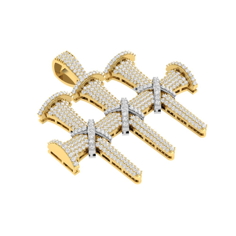 10 Karat Two-Tone (Yellow and White) Gold 2.50 Carat Diamonds Latin Cross HipHop Pendant-1030038-YW