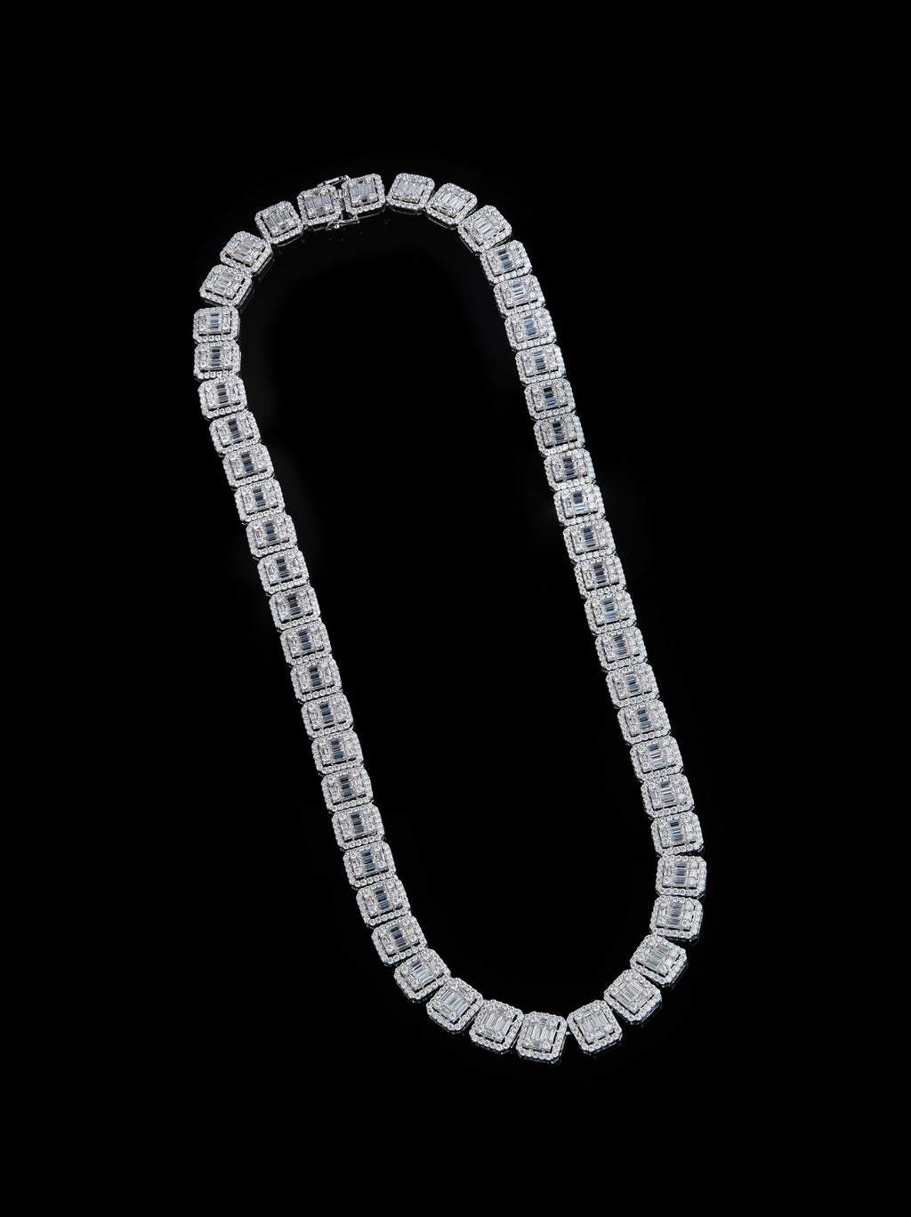 925 Silver moissanite Cuban link 12.20mm Baguette