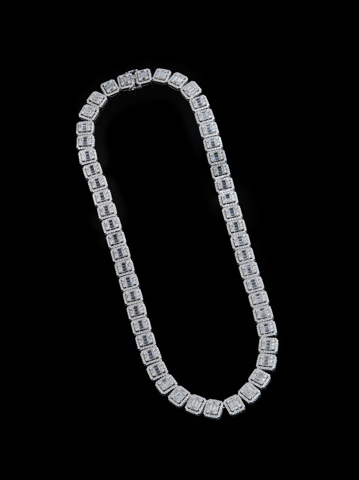 925 Silver moissanite Cuban link 12.20mm Baguette