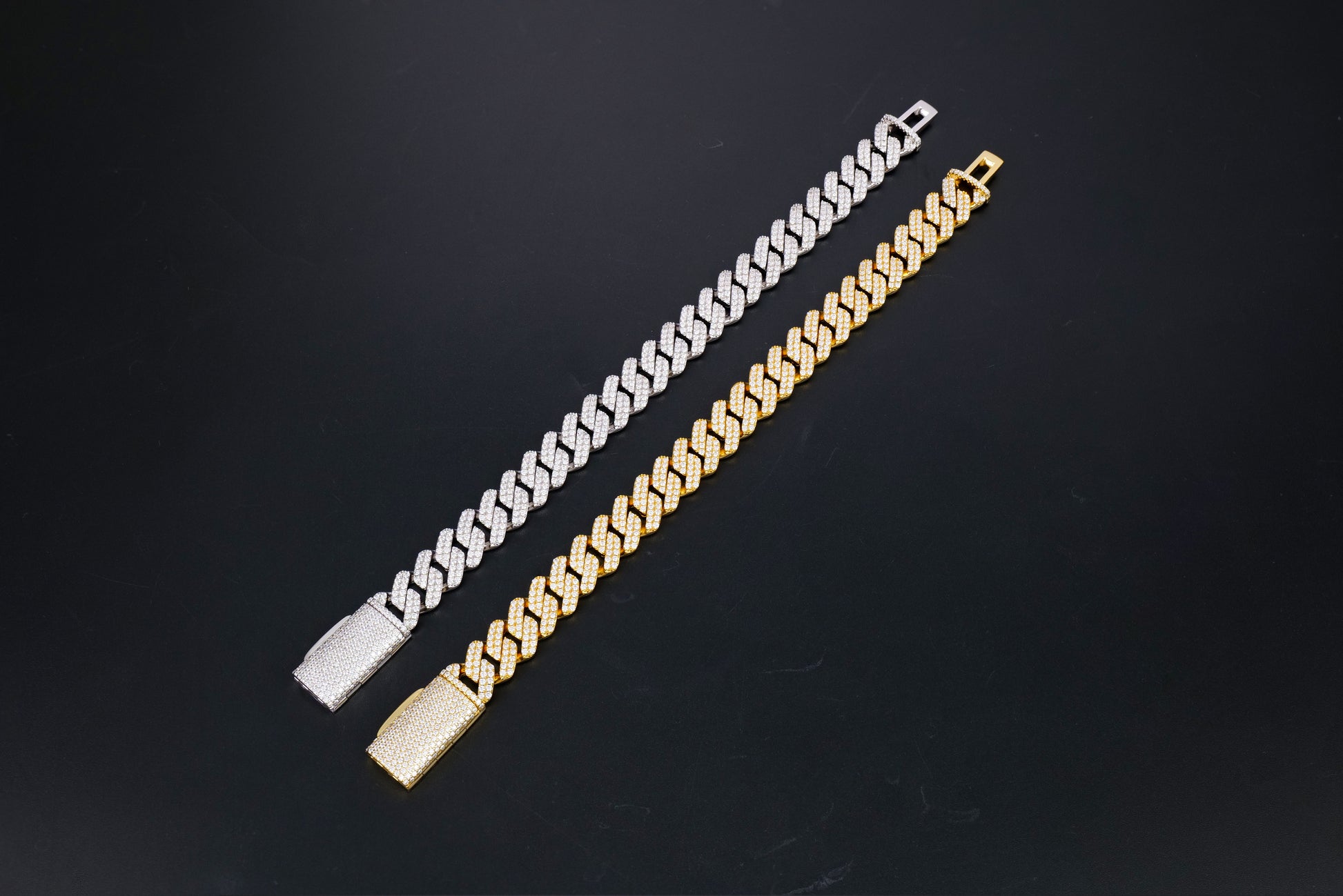925 Silver moissanite Cuban link 12.0mm 2row Square