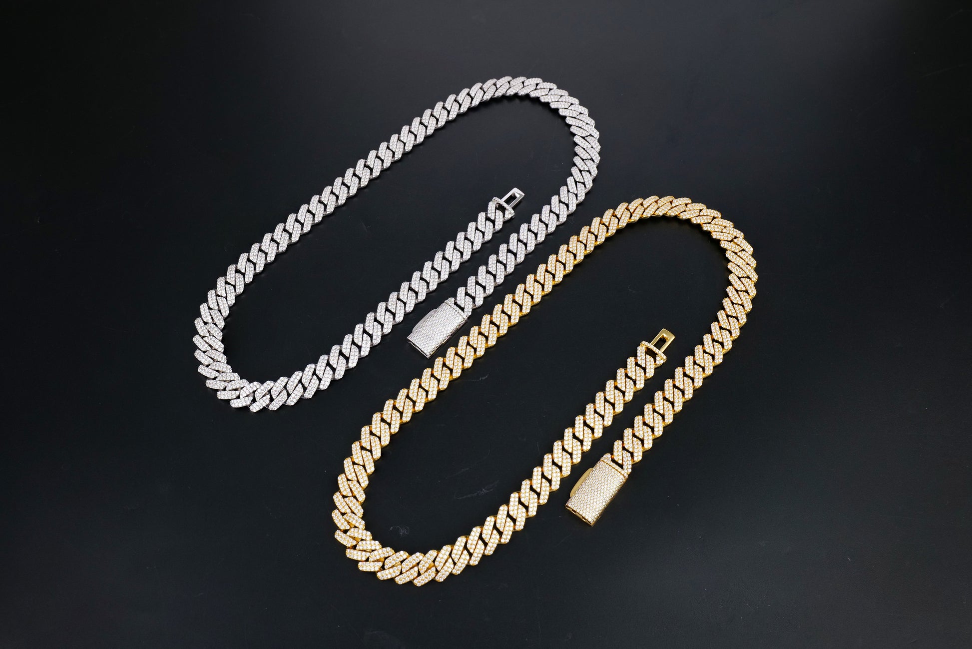 925 Silver moissanite Cuban link 12.0mm 2row Square