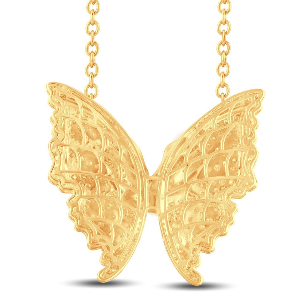 10 Karat All Yellow Gold 1.87 Carat Diamonds Butterfly Necklace (18 INCH)-1425233-ALY