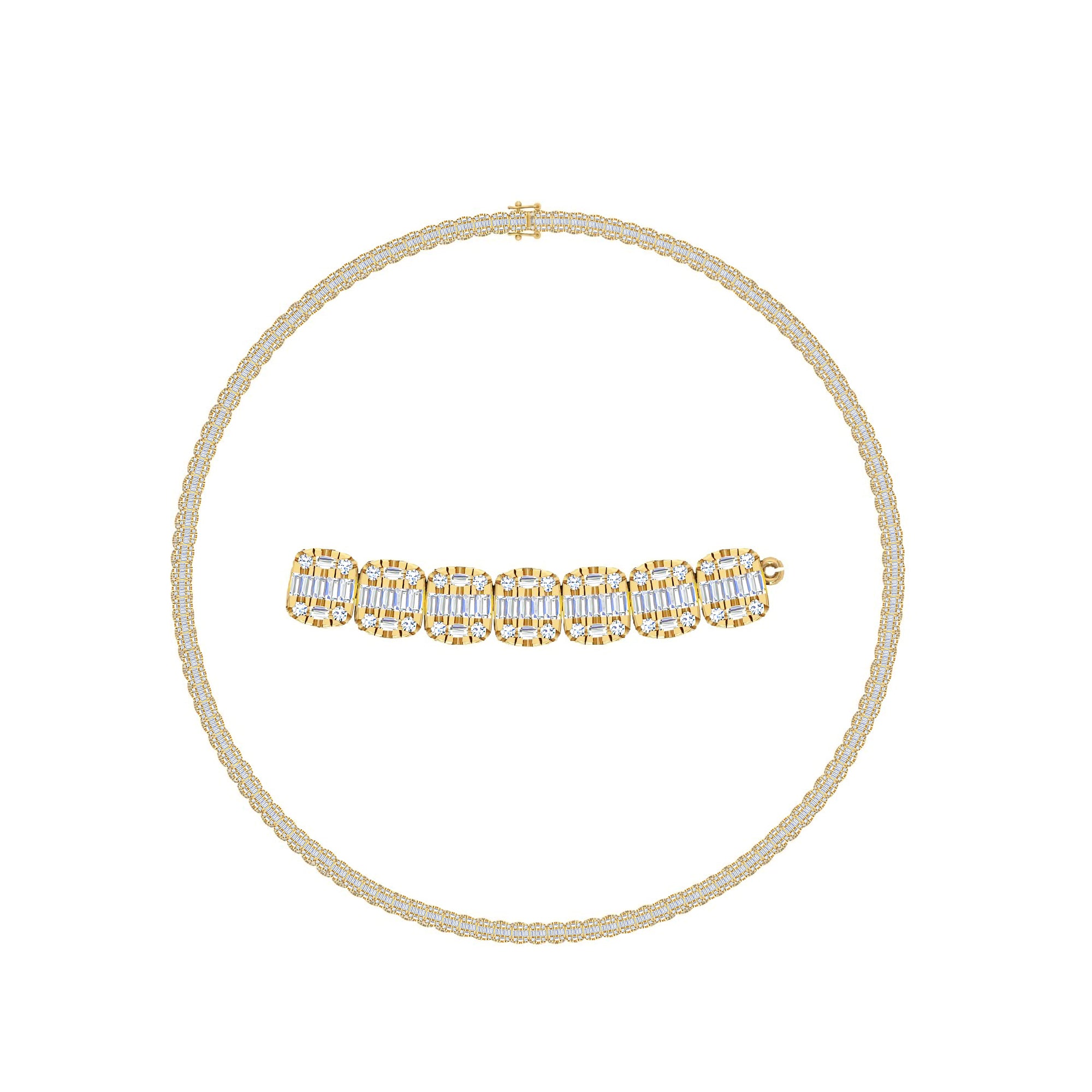 10 Karat Two-Tone Gold 8.50 Carat Diamonds Baguette Chain-1430003-TT