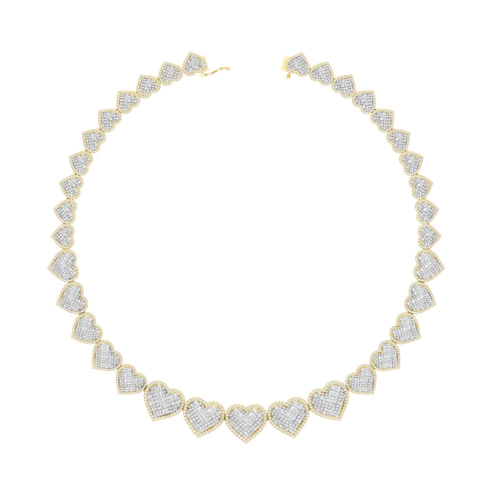 10 Karat Two-Tone (Yellow and White) Gold 10.35 Carat Diamonds Heart Necklace-1430015-YW