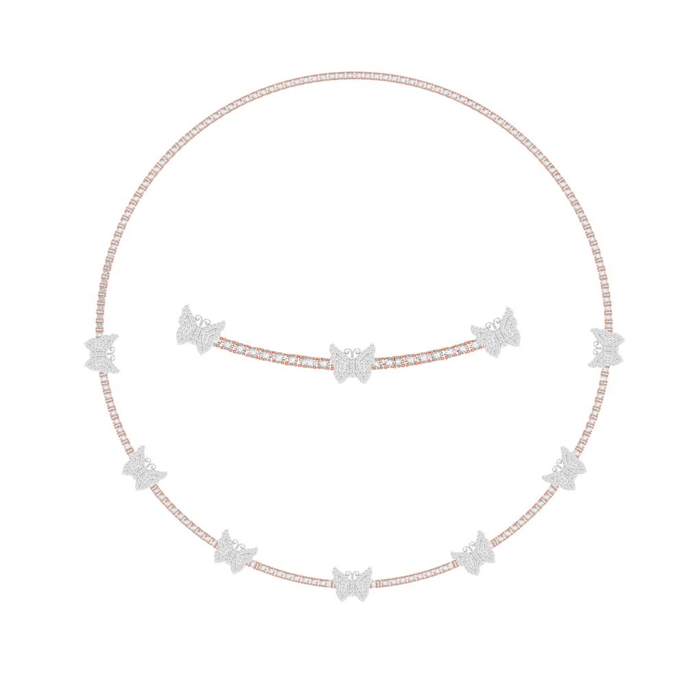 10 Karat Two-Tone (Rose and White) Gold 2.19 Carat Diamonds Butterfly Necklace-1430032-RW
