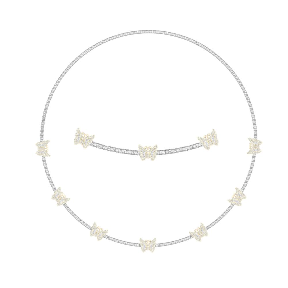 10 Karat Two-Tone (White and Yellow) Gold 2.19 Carat Diamonds Butterfly Necklace-1430032-WY