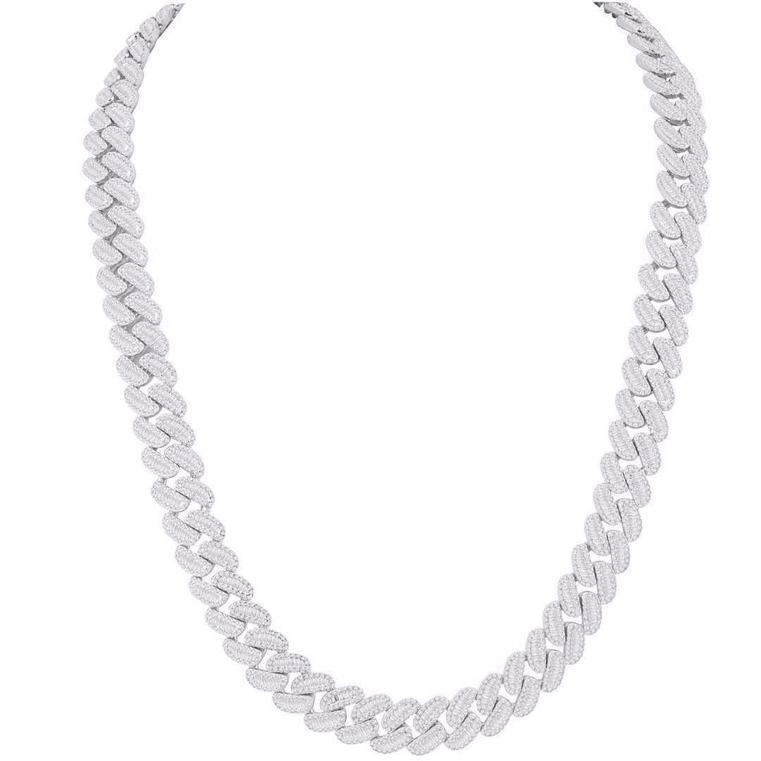 10 Karat White Gold 25.01 Carat Diamonds Cuban Link Chain-1432077-WG