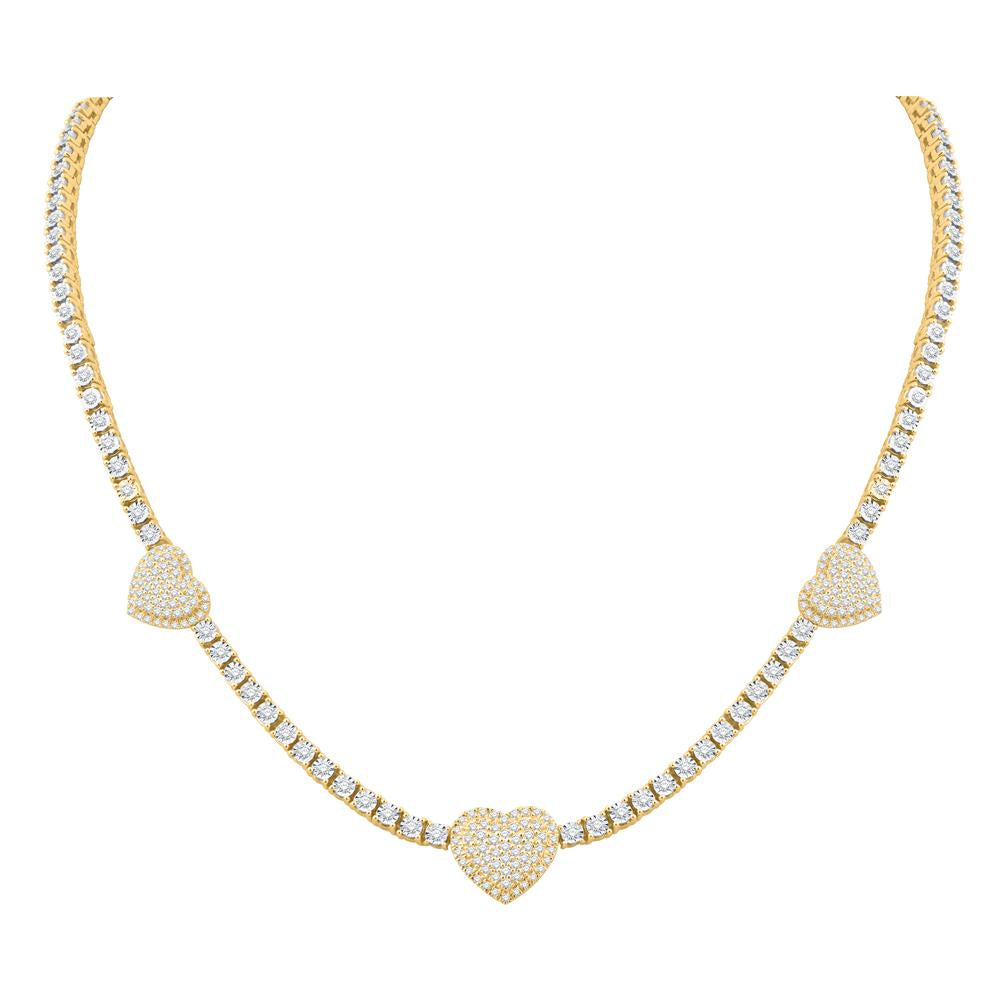 10 Karat Two-Tone (White and Yellow) Gold 3.00 Carat Diamonds Heart Necklace-1432093-WY