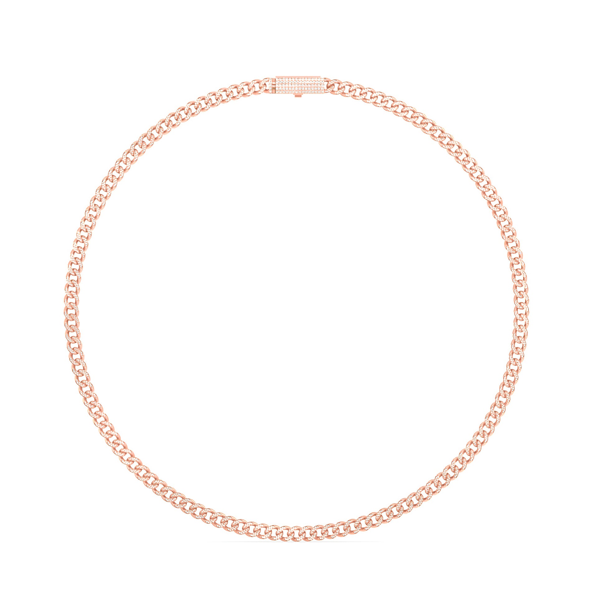 10 Karat Rose Gold 2.97 Carat Diamonds Cuban link Chain (17 Inch) (6 MM)-1440006-RG