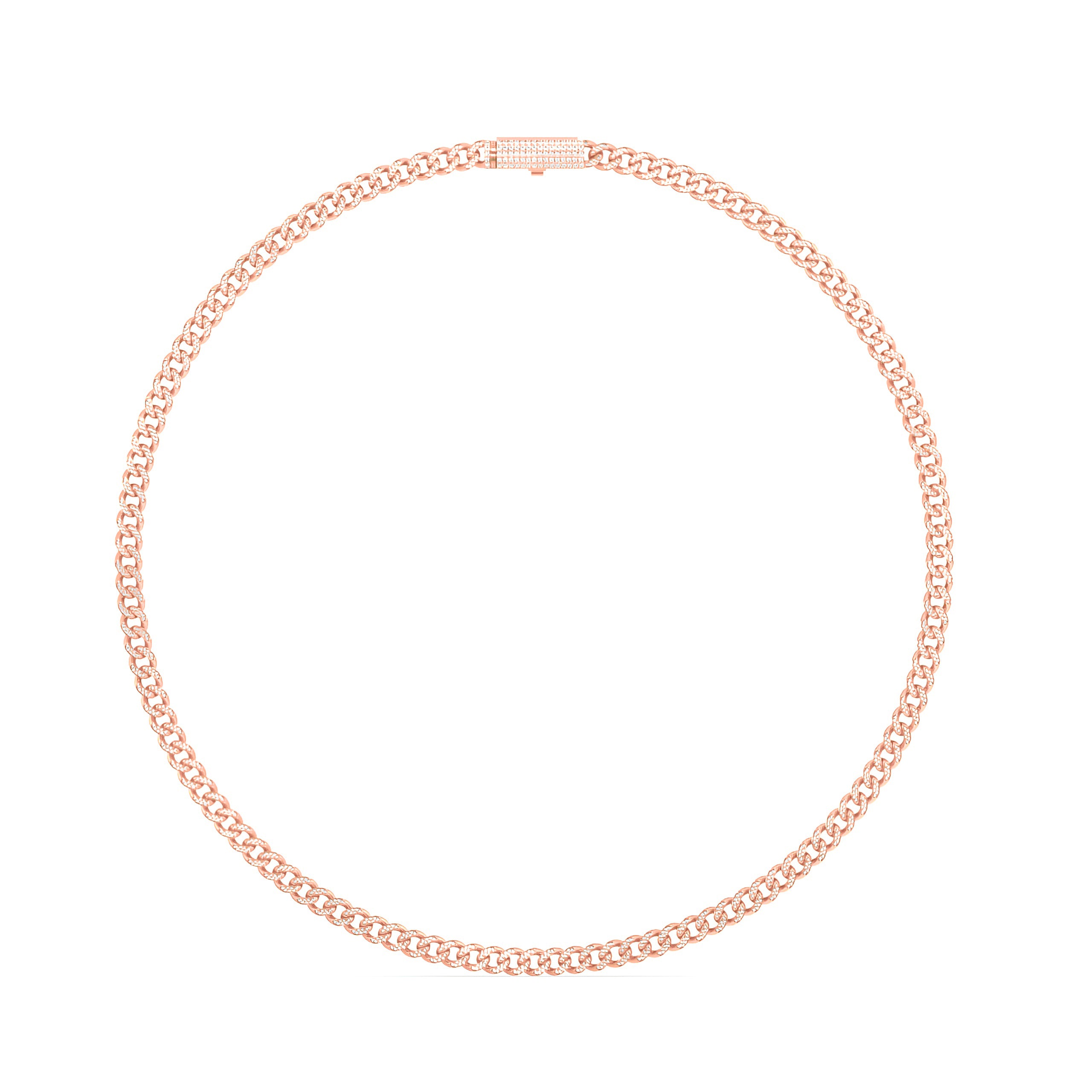 10 Karat Rose Gold 2.97 Carat Diamonds Cuban link Chain (17 Inch) (6 MM)-1440006-RG