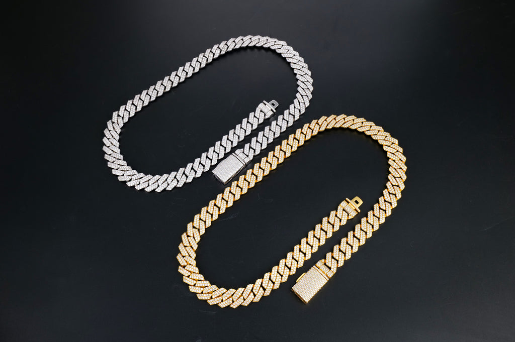 925 Silver moissanite Cuban link 14mm 2row SQ