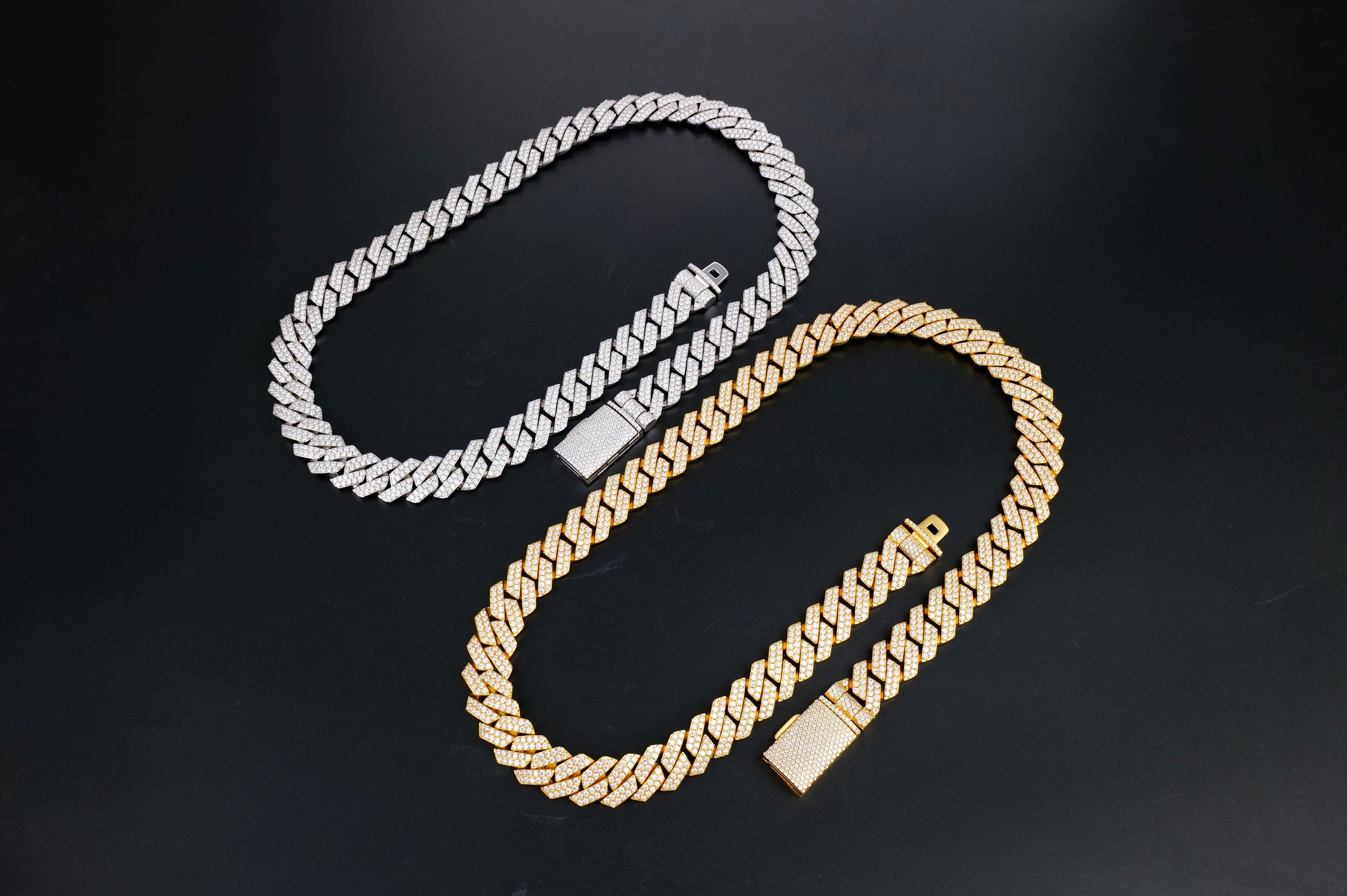925 Silver moissanite Cuban link 14mm 2row SQ