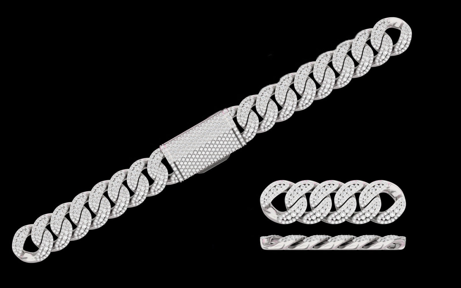 925 Silver moissanite Cuban link 18mm SQ Middle Big Diamond