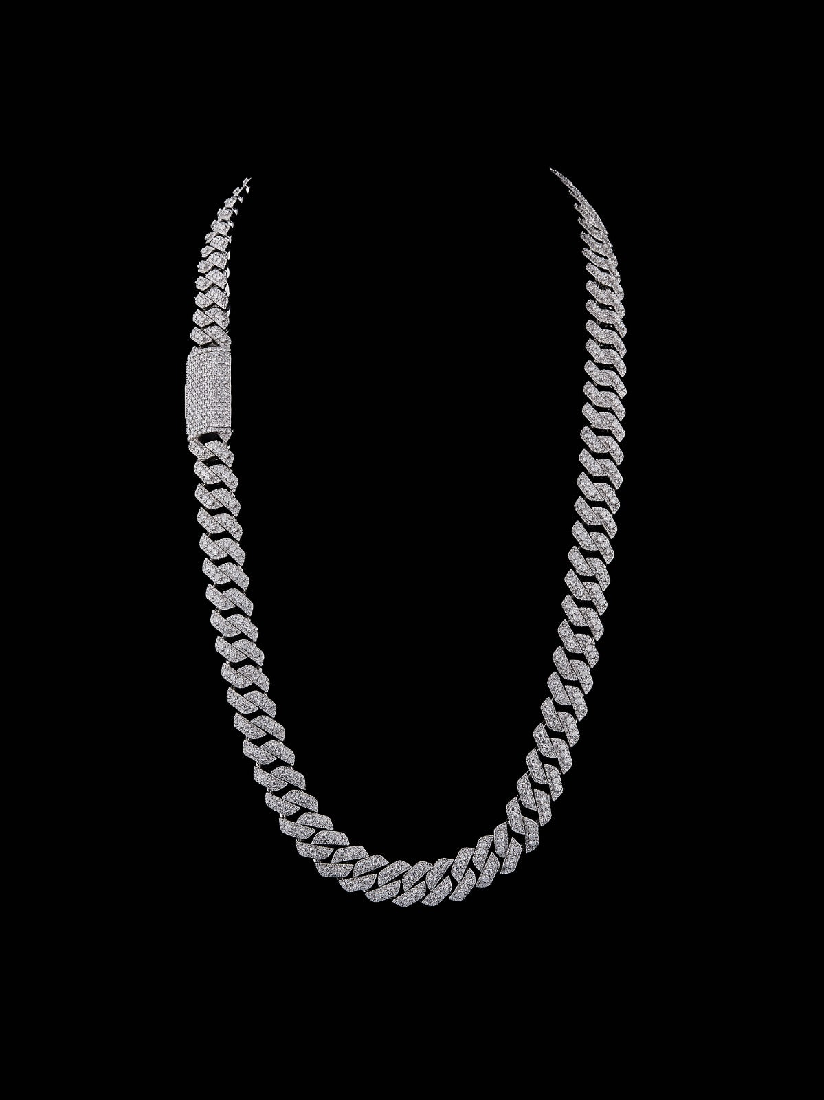 925 Silver moissanite Cuban link 18mm SQ Middle Big Diamond