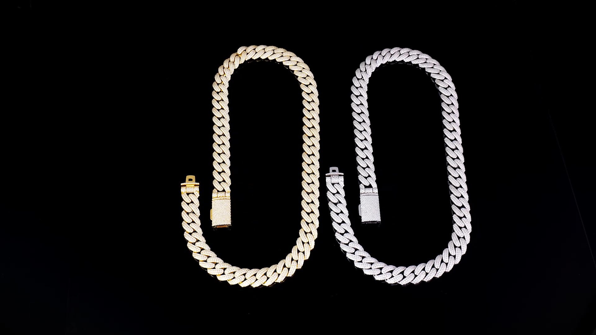 925 Silver moissanite Cuban link 18.0mm 3 row round