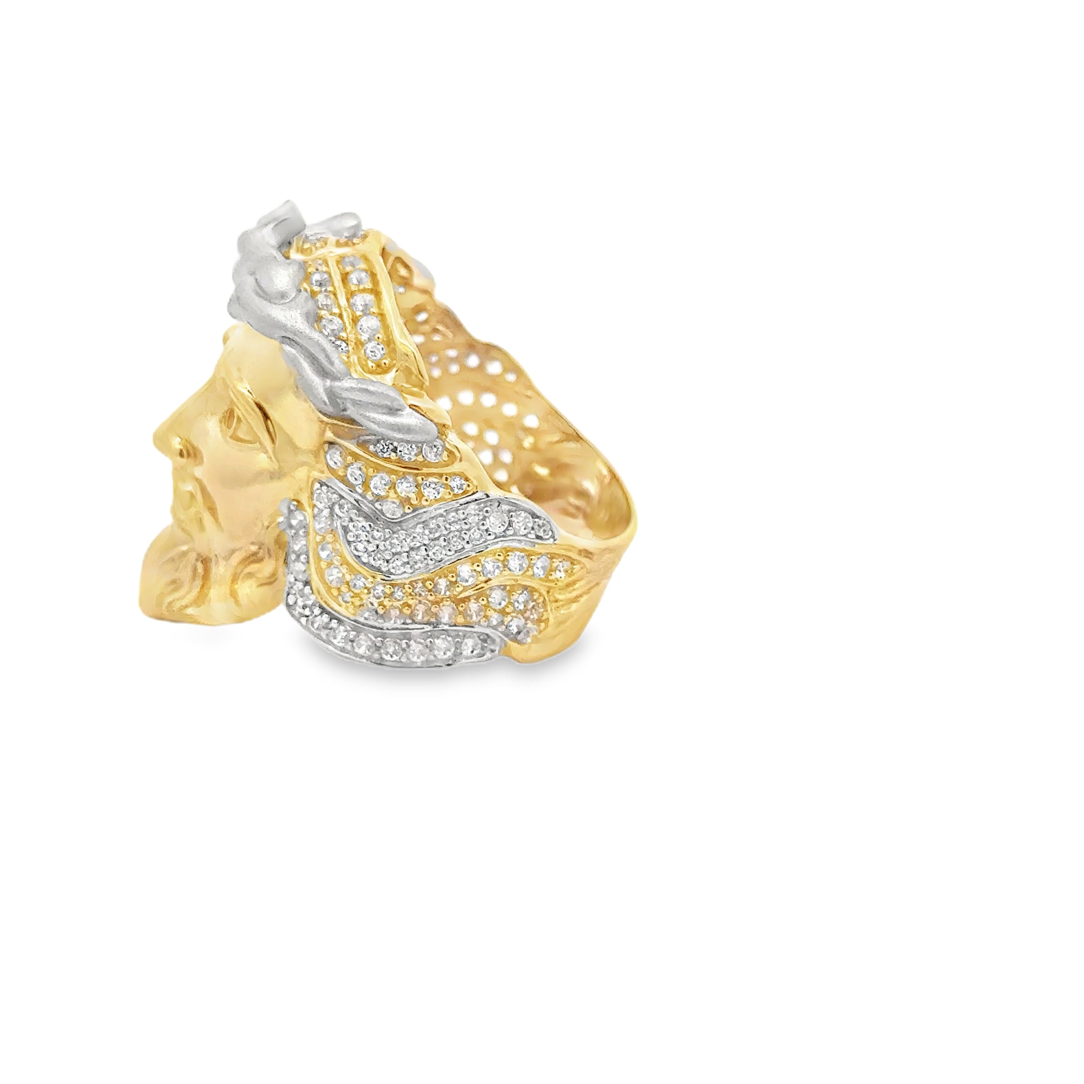 Yellow Gold Jesus Ring 10Kt