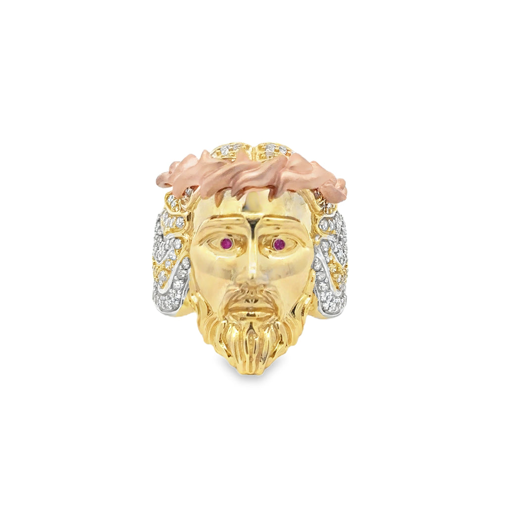 Yellow Gold Jesus Ring 10Kt