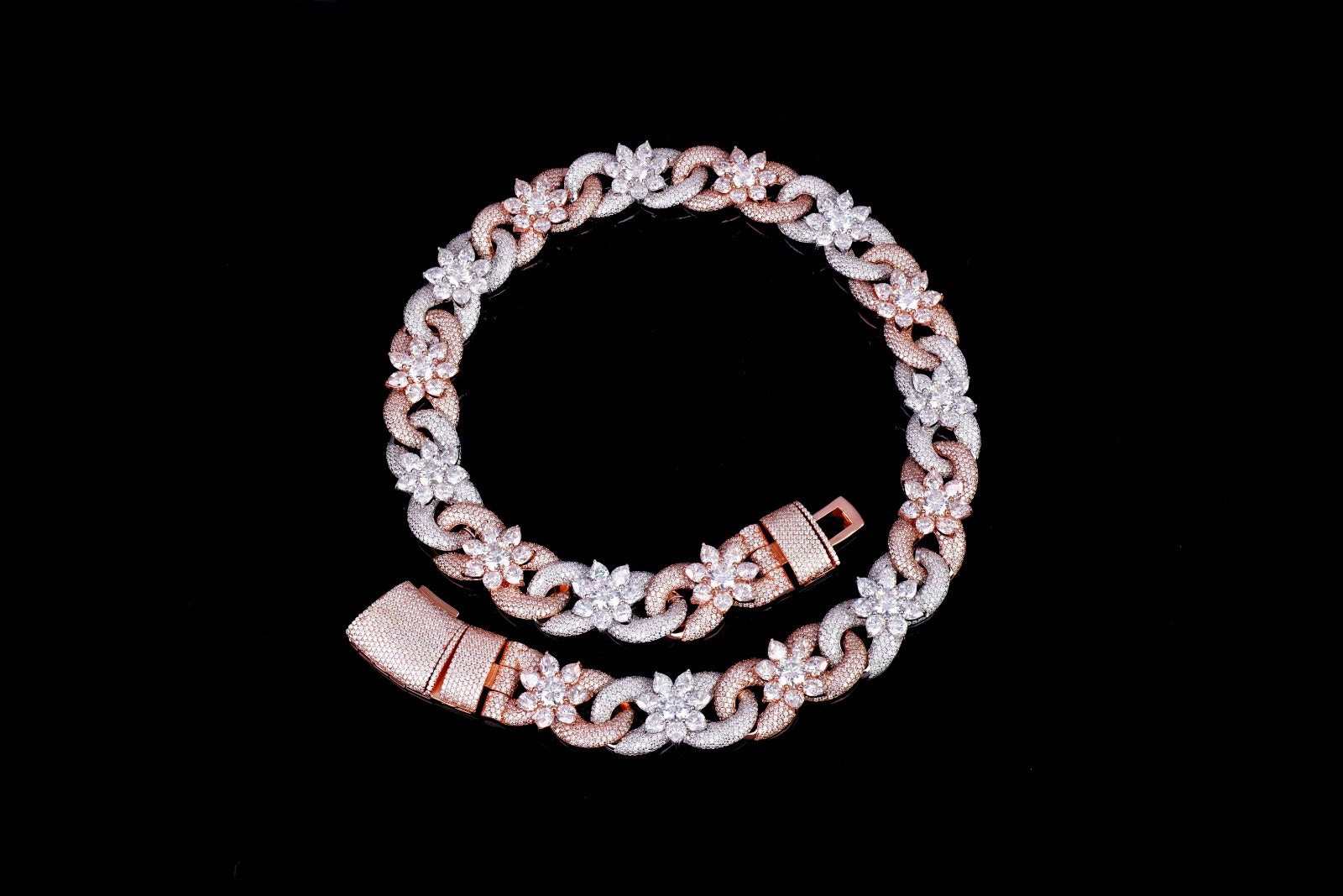 925 Silver moissanite Cuban link 20.0mm Flower