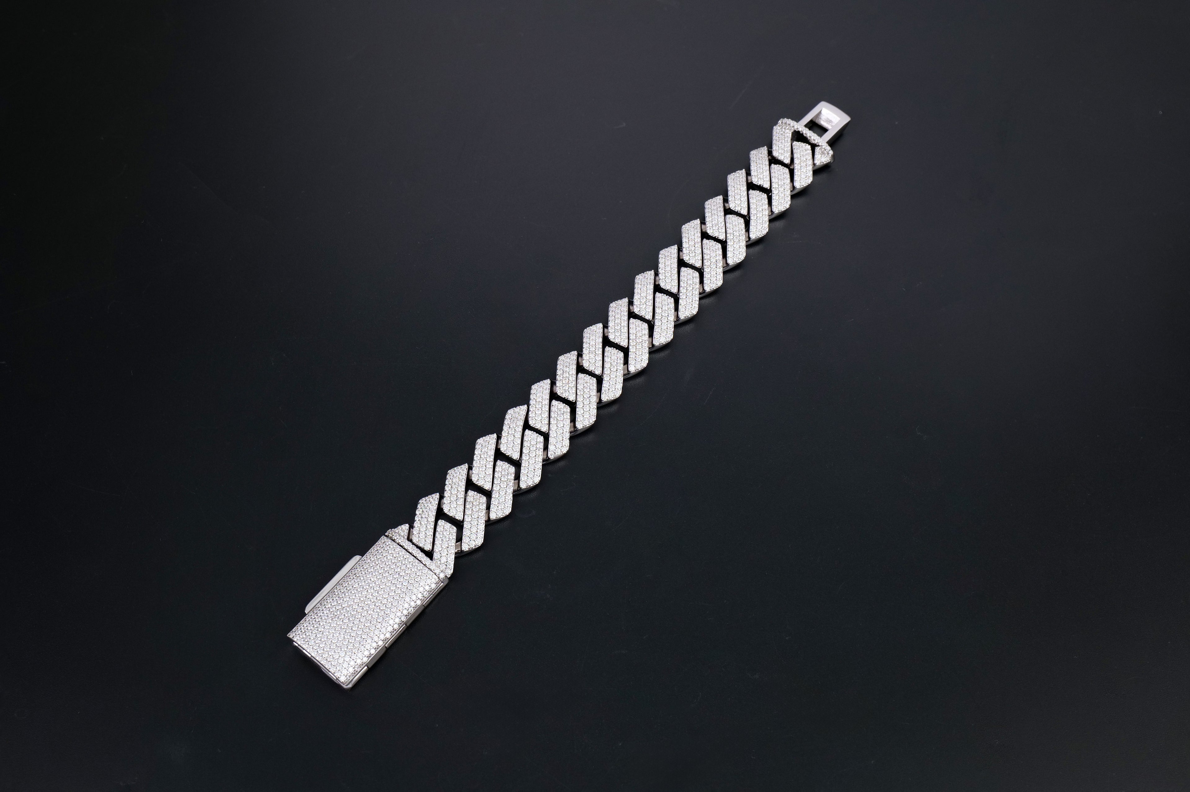 925 Silver moissanite Cuban link 20.0mm square 3 row