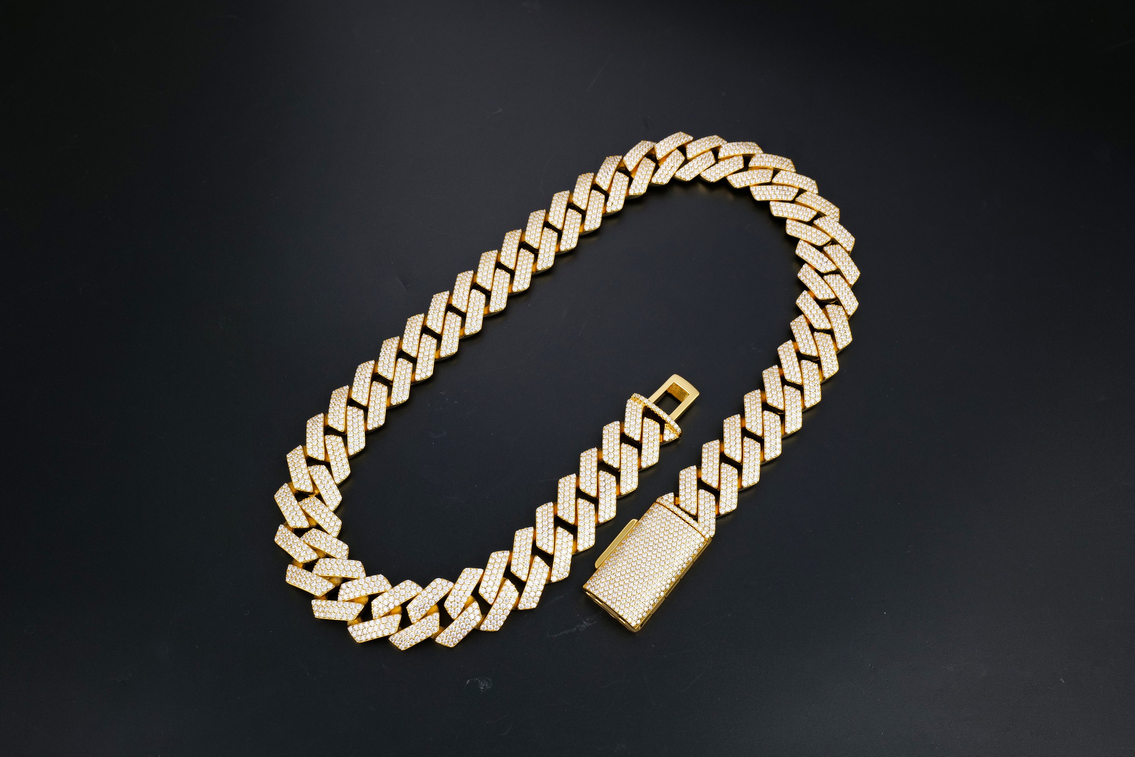 925 Silver moissanite Cuban link 20.0mm square 3 row