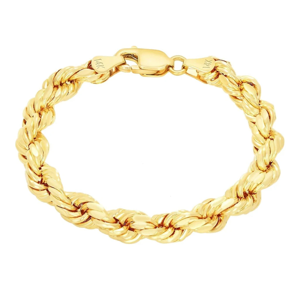 Rope Bracelet - 3mm-5mm Solid Yellow Gold