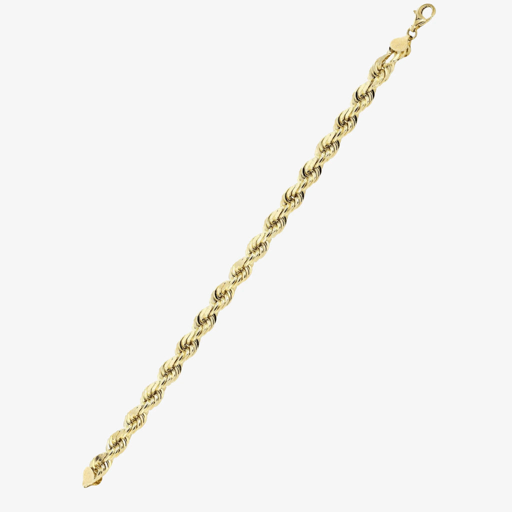 Rope Bracelet - 3mm-5mm Solid Yellow Gold