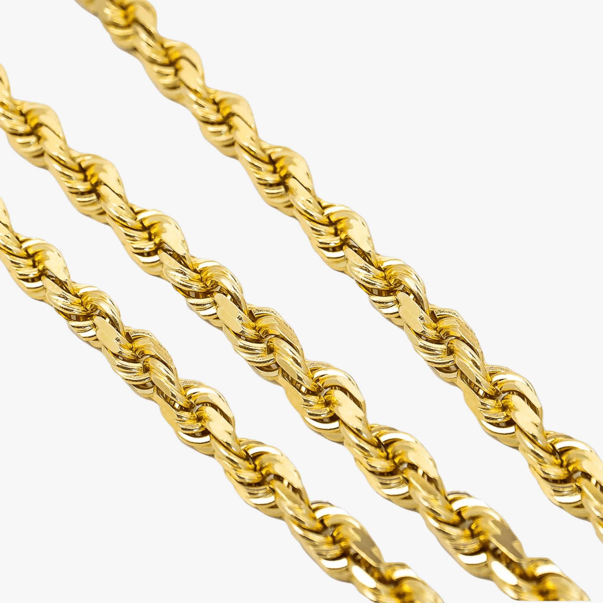 Rope Bracelet - 3mm-5mm Solid Yellow Gold