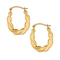 10K Gold Puffy Scalloped Oval Hoop Earring