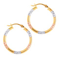 10K Gold Diamond Cut Hoop Earring