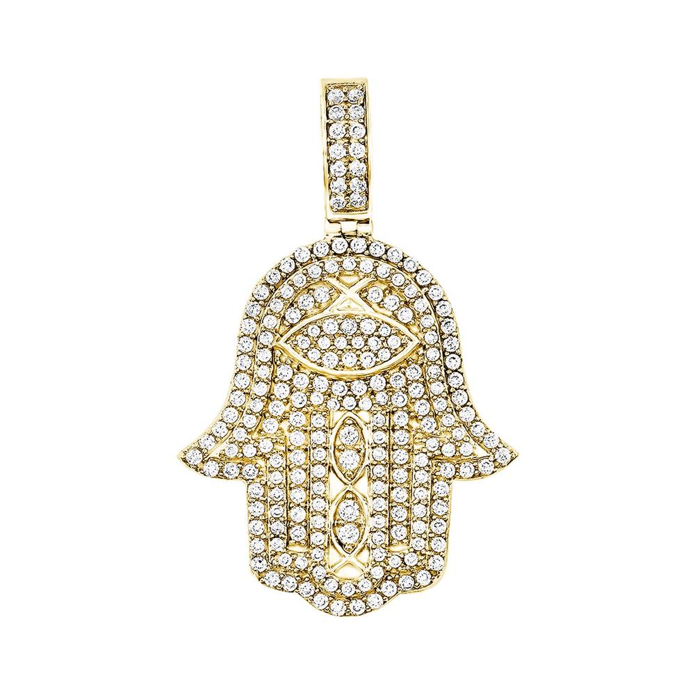 Diamond Hamsa Pendant 10K 1.74ct