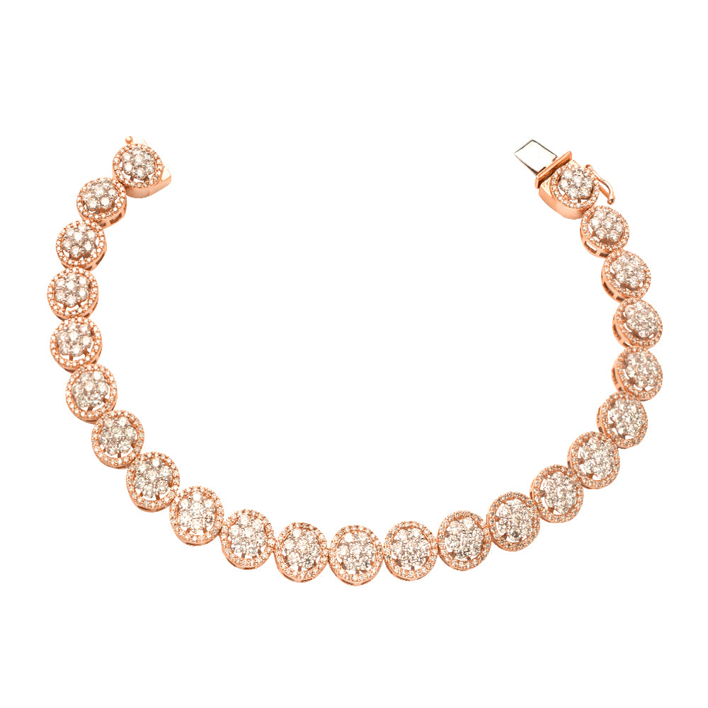 14KR 7.75CTW DIAMOND CLUSTER CIRCLE BRACELET