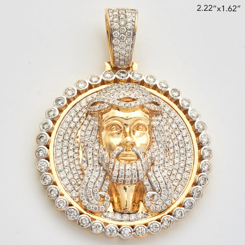 10KY 5.55CTW DIAMOND JESUS HEAR MEDALLION
