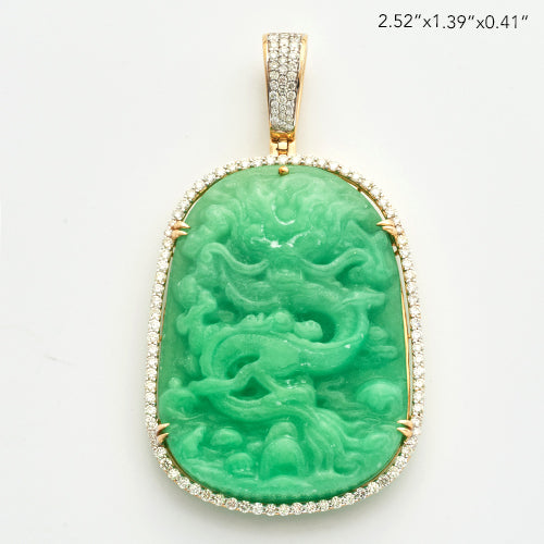 10KY 1.45CTW DIAMOND OBSIDIAN CARVED PENDANT