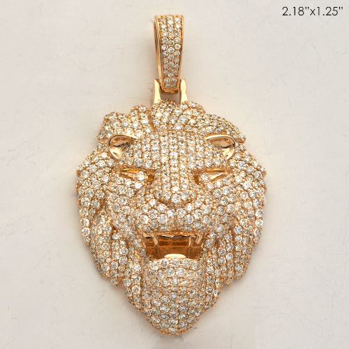 14KY 7.50CTW DIAMOND LION HEAD PENDANT