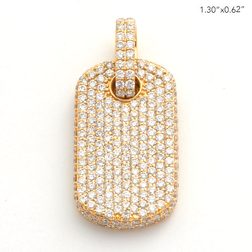 14KY 3.00CTW DIAMOND DOGTAG PENDANT WITH SIDE