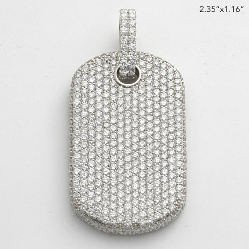 14KW 15.50CTW DIAMOND DOGTAG PENDANT WITH SIDE