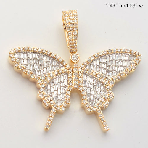 10KY 1.80CTW BAGUETTE DIAMOND BUTTERFLY PENDANT