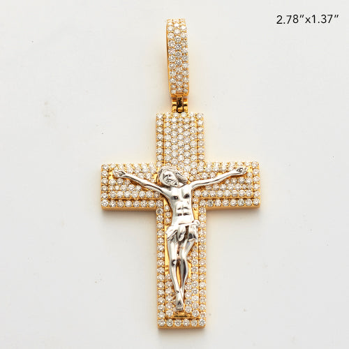 14KY+W 3.75CTW DIAMOND CROSS WITH JESUS