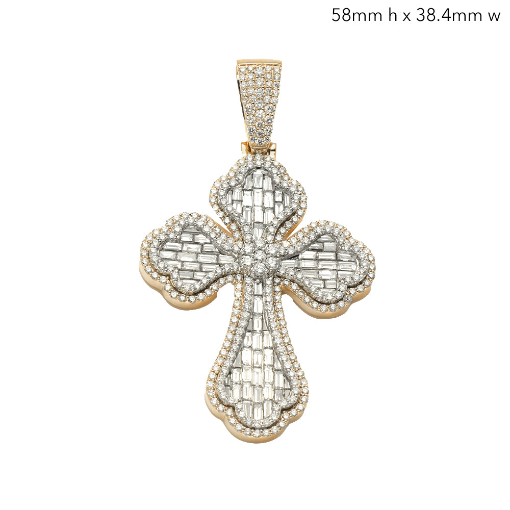 14KY+W 4.90CTW BAGUETTE DIAMOND INVERTED 3D FLEUR