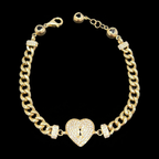 14kt Solid Gold Womens Heart Bracelet