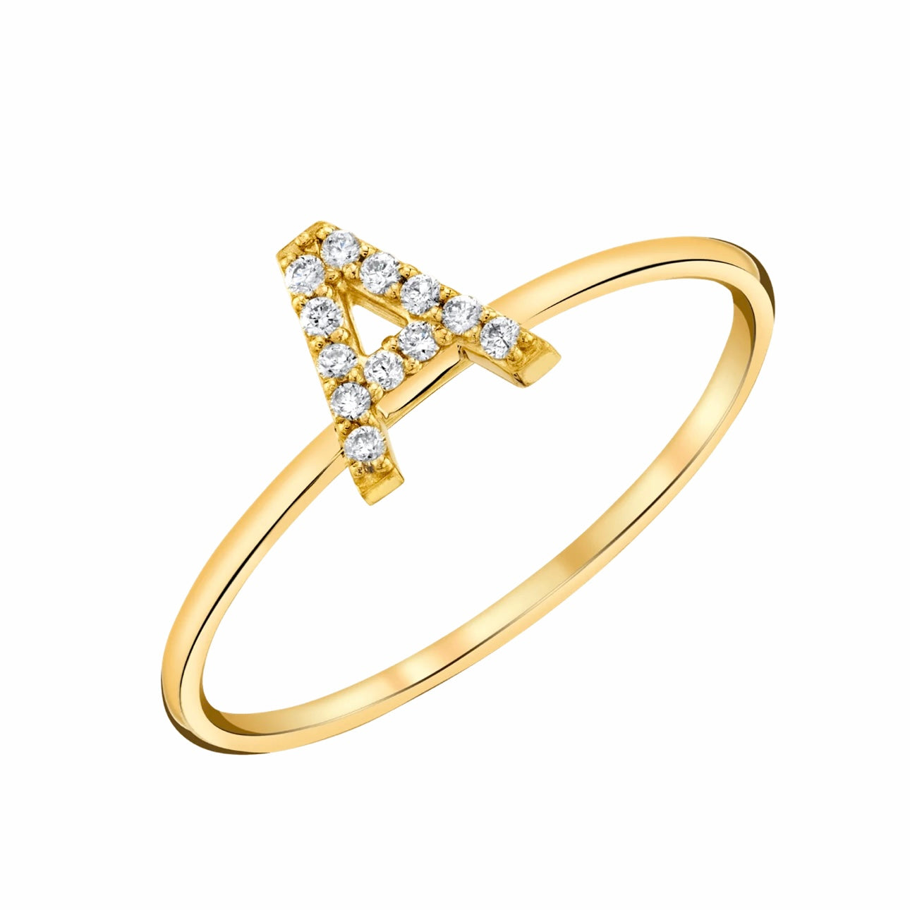 10kt Gold Natural Diamond Initial Ring