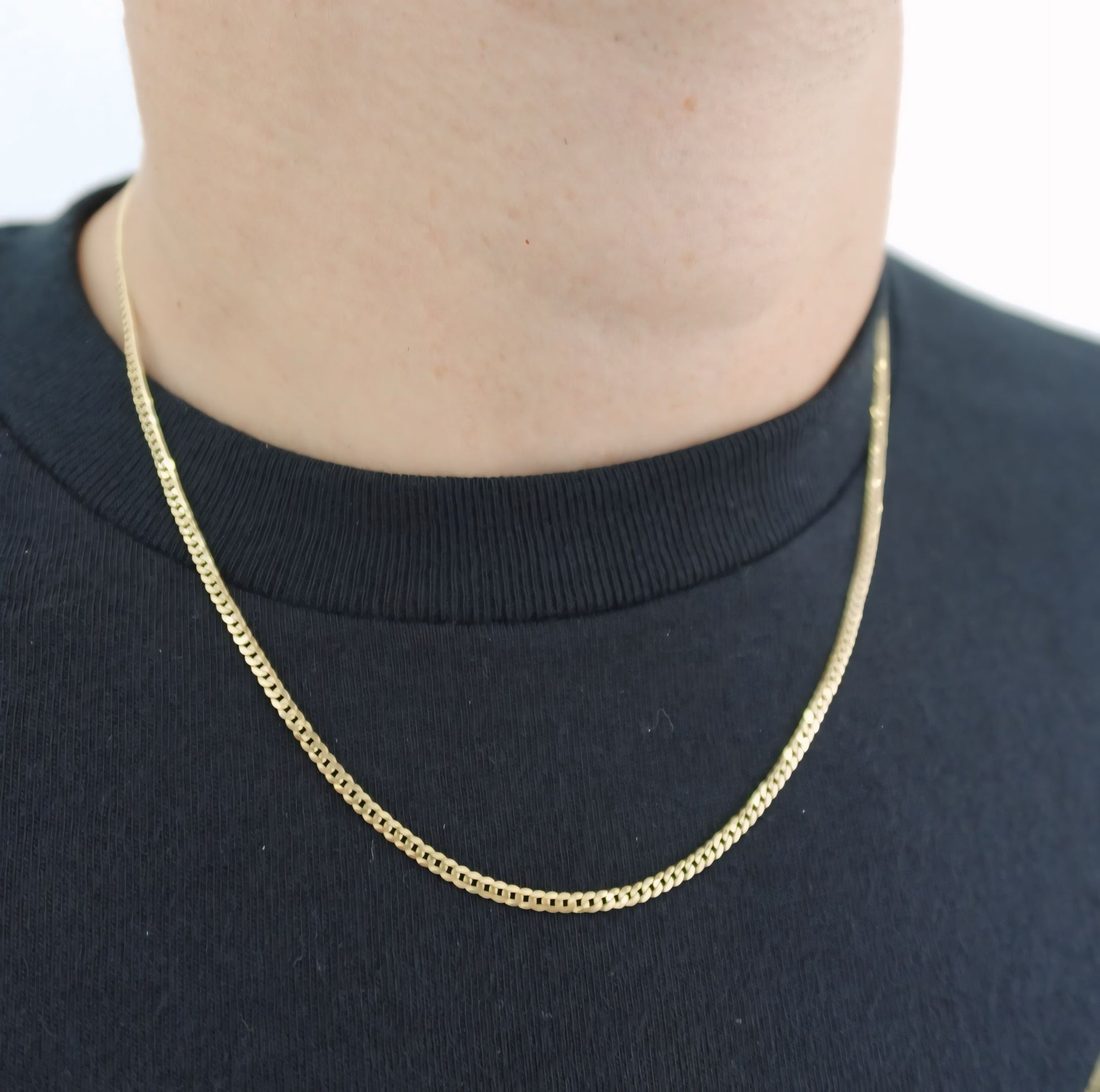 2mm Curb Link Chain Solid 14kt